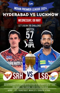 Srh vs Lsg ipl match Poster Template Tabloid