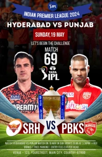 Srh vs Pbks ipl match Poster Template Tabloide