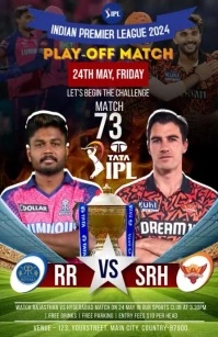 Srh vs Rr Ipl Playoff match poster Template Tabloïd