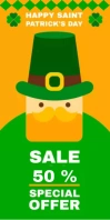 ST, PATRICK,S DAY SALE ROLL UP BANNER Cartel enrollable de 3 × 6 pulg. template