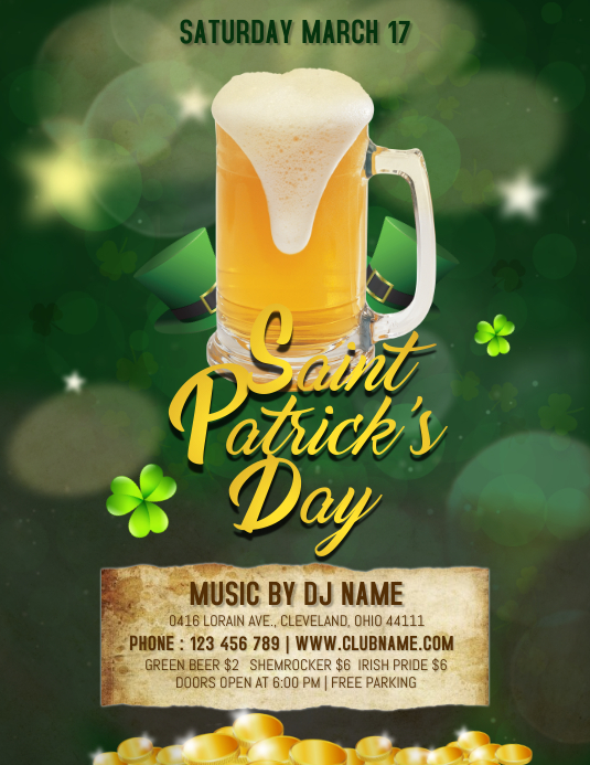 St. Patrick's Day Bar Party Flyer Template PosterMyWall