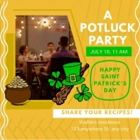 St Patrick's Cafe Potluck Party Square Video Pos Instagram template