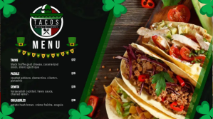 St Patrick's Day Continental Menu Digitalt display (16:9) template