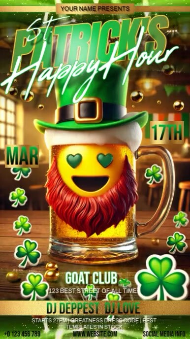 st Patrick's Day Happy Hour Instagram 快拍 template
