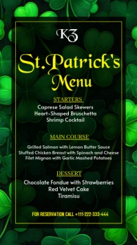 St Patrick's day menu Historia de Instagram template