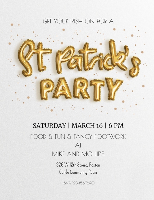 St Patrick's Party Invite Volantino (US Letter) template