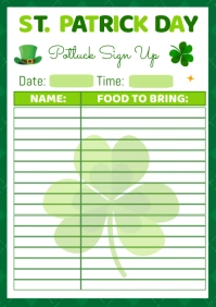 St Patrick's Potluck Sign Up A4 template