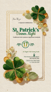 St Patrick’s Day Dinner Invitation Template | Elegant Irish Restaurant Event Flyer | Fine Dining Ce Instagram Story