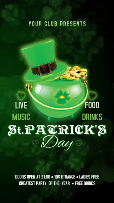 St Patrick's Day 数字显示屏 (9:16) template