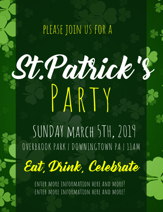 ST PATRICK'S DAY Løbeseddel (US Letter) template