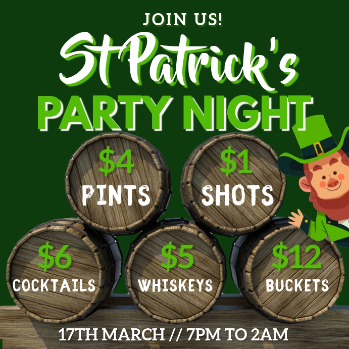 St Patrick's Day Party Event Template Instagram Post