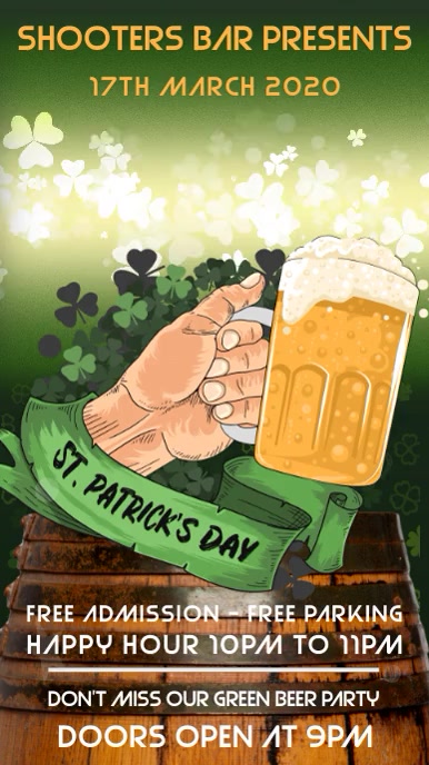 St Patrick's Day Party Event Video Template Display digitale (9:16)