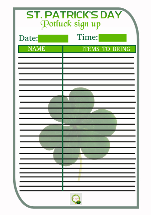 St patrick's day potluck sign up Template | PosterMyWall
