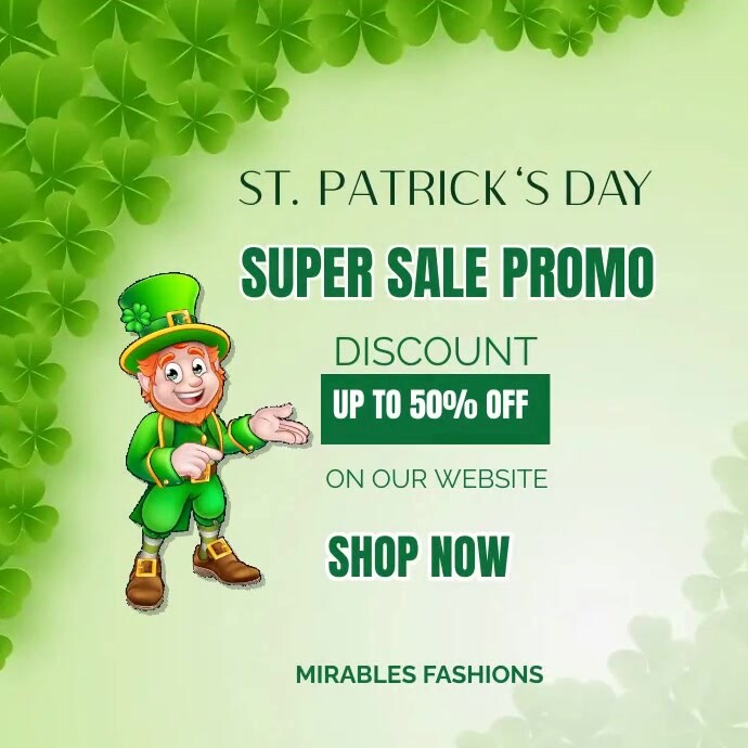 St Patrick's Day Sale/Retail Wpis na Instagrama template