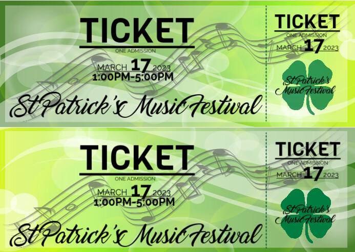 St Patrick's Day Ticket Template | PosterMyWall