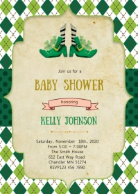 St Patrick baby shower invitation A6 template