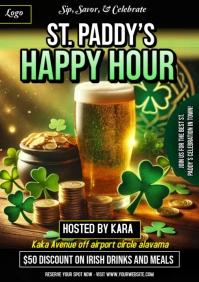 St Patrick happy hour A4 template