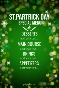 St Patrick menu Poster template