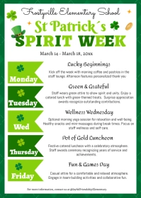 St Patrick Spirit Week Flyer A6 template