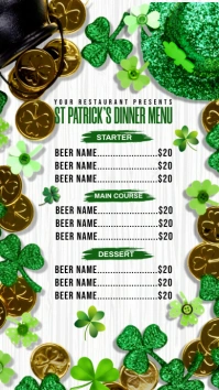 St patricks day menu Digital Display (9:16) template