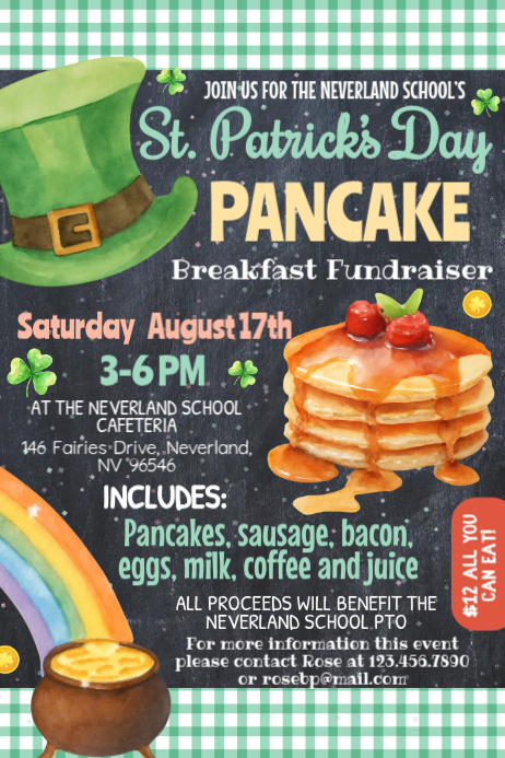 St. Patrick's Day Pancake Breakfast Fundraiser Template | PosterMyWall