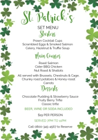 St Patricks Menu A4 template