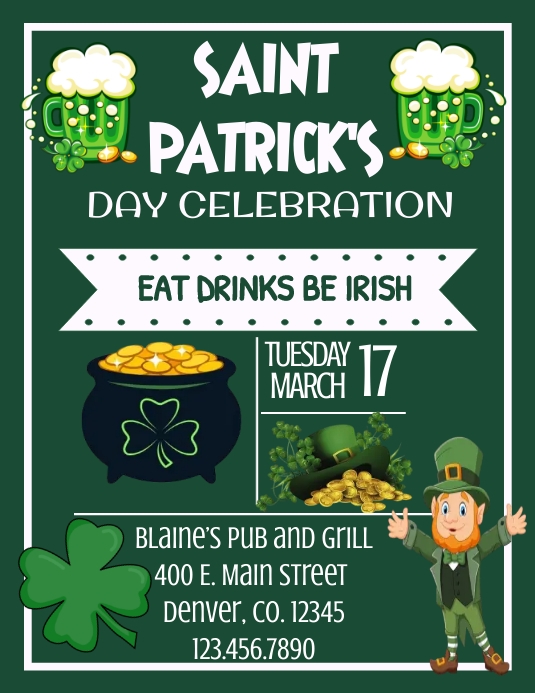 St Patrick’s Day Bar Flyer Template PosterMyWall