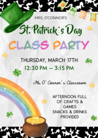 St. Patrick's Day Class Party Invitation A6 template