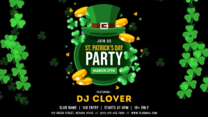 Черный St. Patrick's Day Party Digitalt display Template