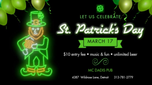 neon St. Patrick's Day Facebook Cover Video (16:9) template
