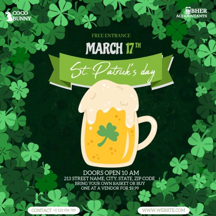 St. Patrick's day event square design template Carré (1:1)