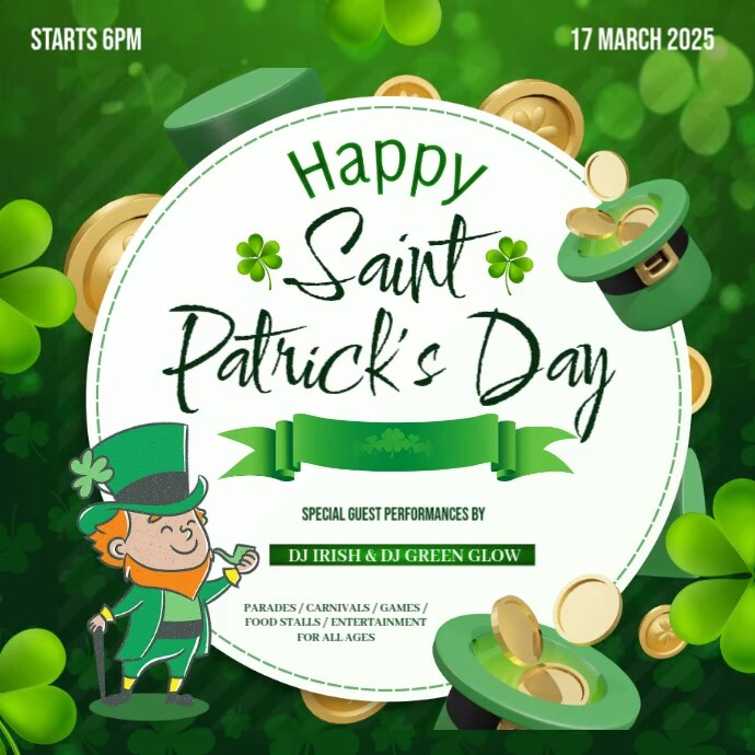 St. Patrick's day event square design template