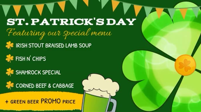 St Patrick S Day Green Menu Landscape Digital Display Video