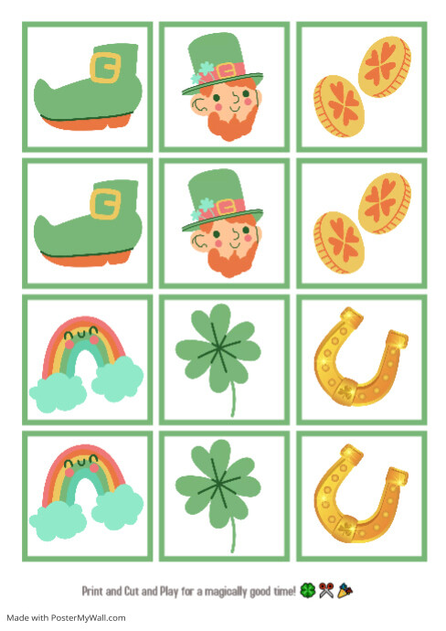 St. Patrick's Day Memory Game A4 template