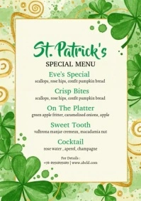 St. Patrick's Day Menu A4 template