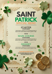 St. Patrick's Day Menu A4 template