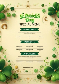 St. Patrick's Day Menu A4 template