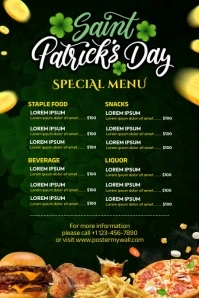 St. Patrick's Day Menu Poster template