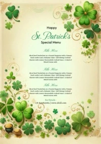 St. Patrick's Day Menu A4 template