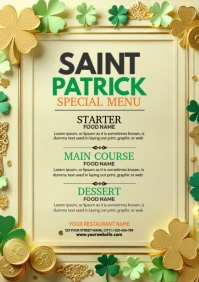 St. Patrick's Day Menu A4 template