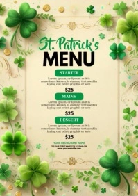 St. Patrick's Day Menu A4 template