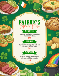 St. Patrick's Day Menu Flyer template