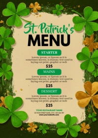St. Patrick's Day Menu Template A4