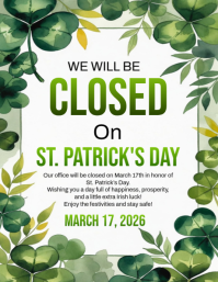 St. Patrick's Day Office Closure Flyer template