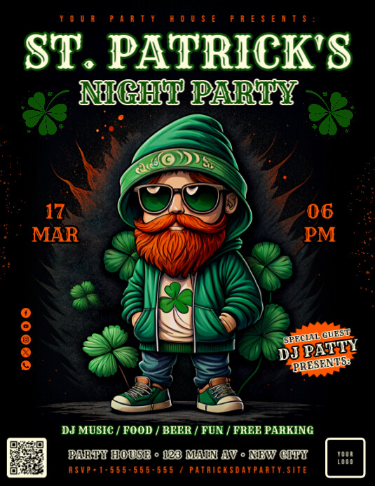 St. Patrick's Day Party Flyer 传单(美国信函) template