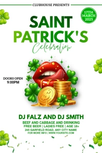 St. Patrick's Day party flyer Pinterest Grafieka template