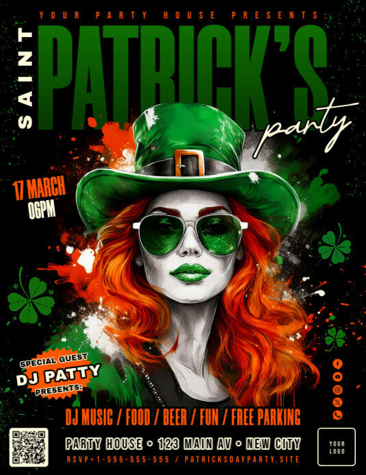 St. Patrick's Day Party Flyer Pamflet (VSA Brief) template