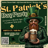 St. Patrick's Day Party Green Banner Template Iphosti le-Instagram