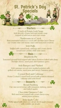 St. Patrick's Day Specialty Menu Цифровой дисплей (9 : 16) template
