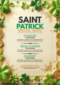 st. patrick's menu, st. patrick A4 template